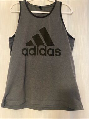 adidas Men’s Grey Tank Top with Black Logo